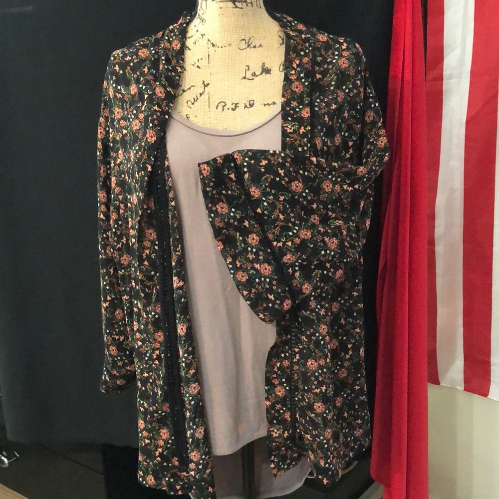 Flower print classy cardigan